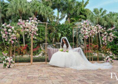 bride sitting outside our south Florida banquet hall